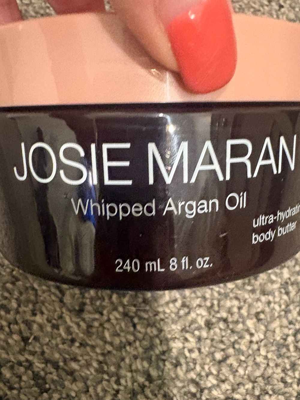 JOSIE MARAN Whipped Argan Oil Body Butter — Dark Brown Jar with Blush Lid